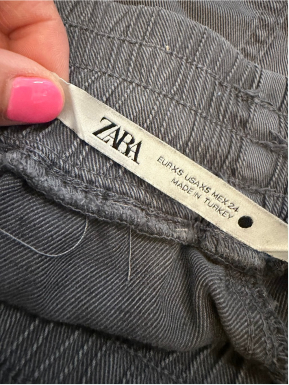 Zara Gray Cargo Jogger Pants XS Utility Pocket Drawstring Casual Relaxed - Picture 9 of 9